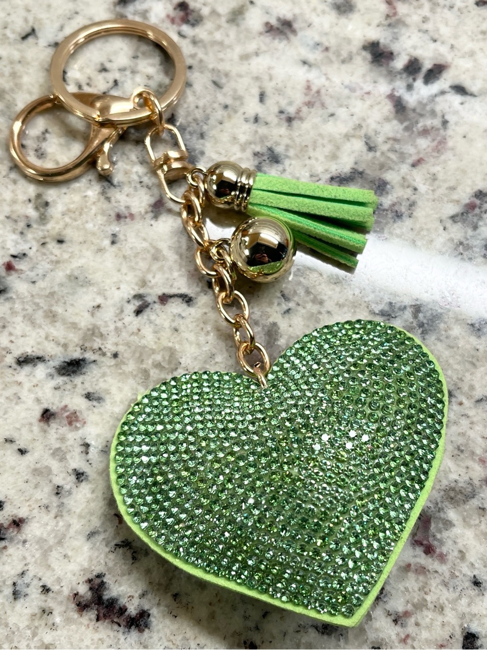 Sparkle Green Heart Bag Charm NWT